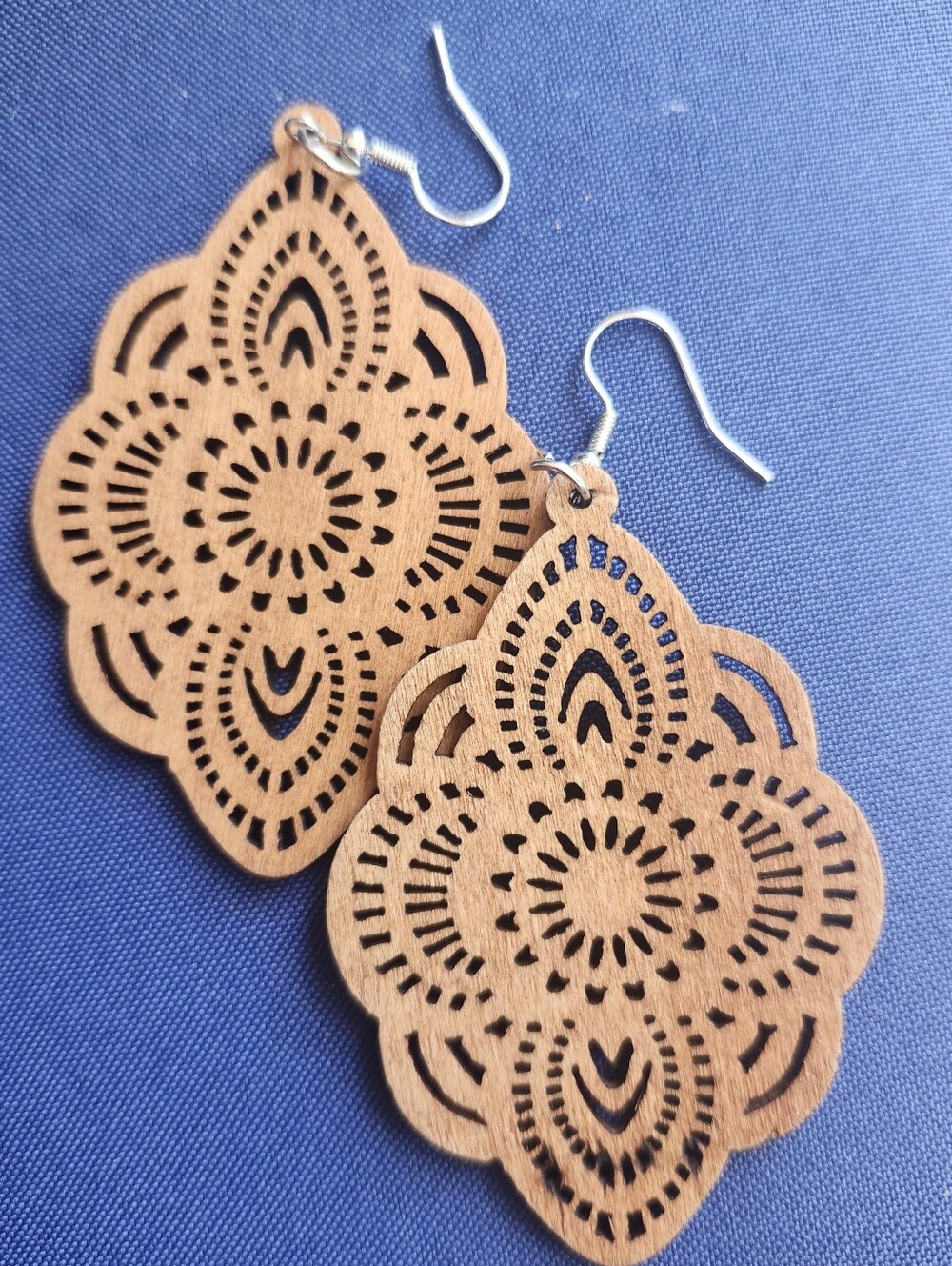 Handcrafted Brown Wood Filigree Drop Earrings - Women Jewelry